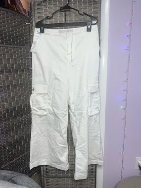 Tinseltown White Drawstring Cargo Pants